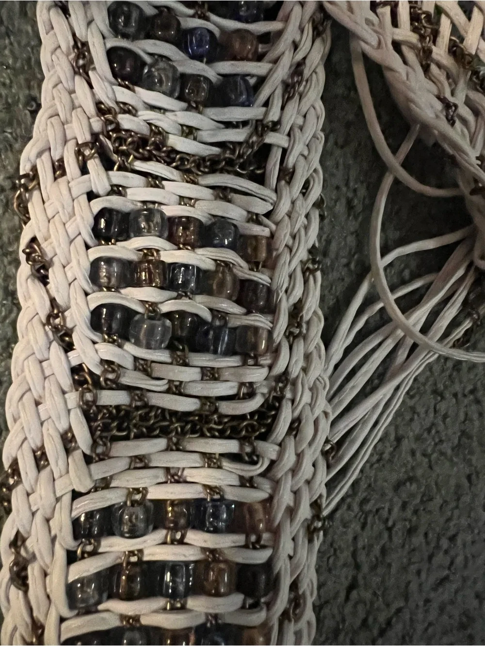 NWT Macrame Belt with Bronze Chain & Beads Details gorgeous
